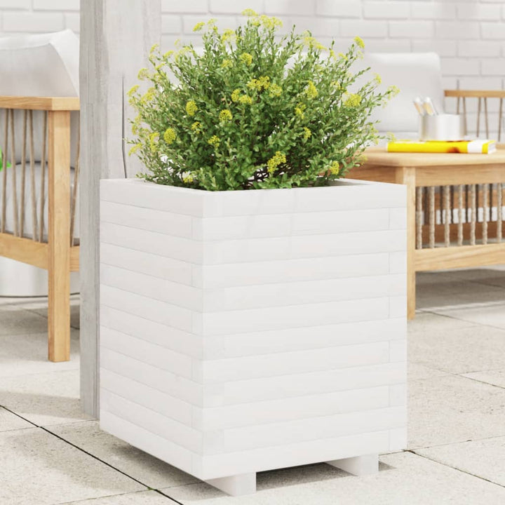 plantekasse 40x40x49,5 cm massivt fyrretræ hvid
