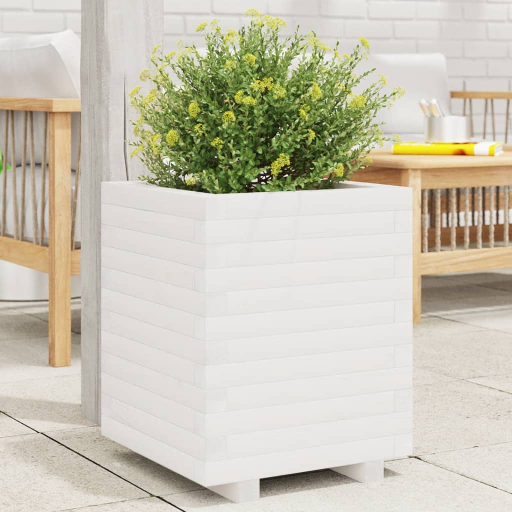 plantekasse 40x40x49,5 cm massivt fyrretræ hvid