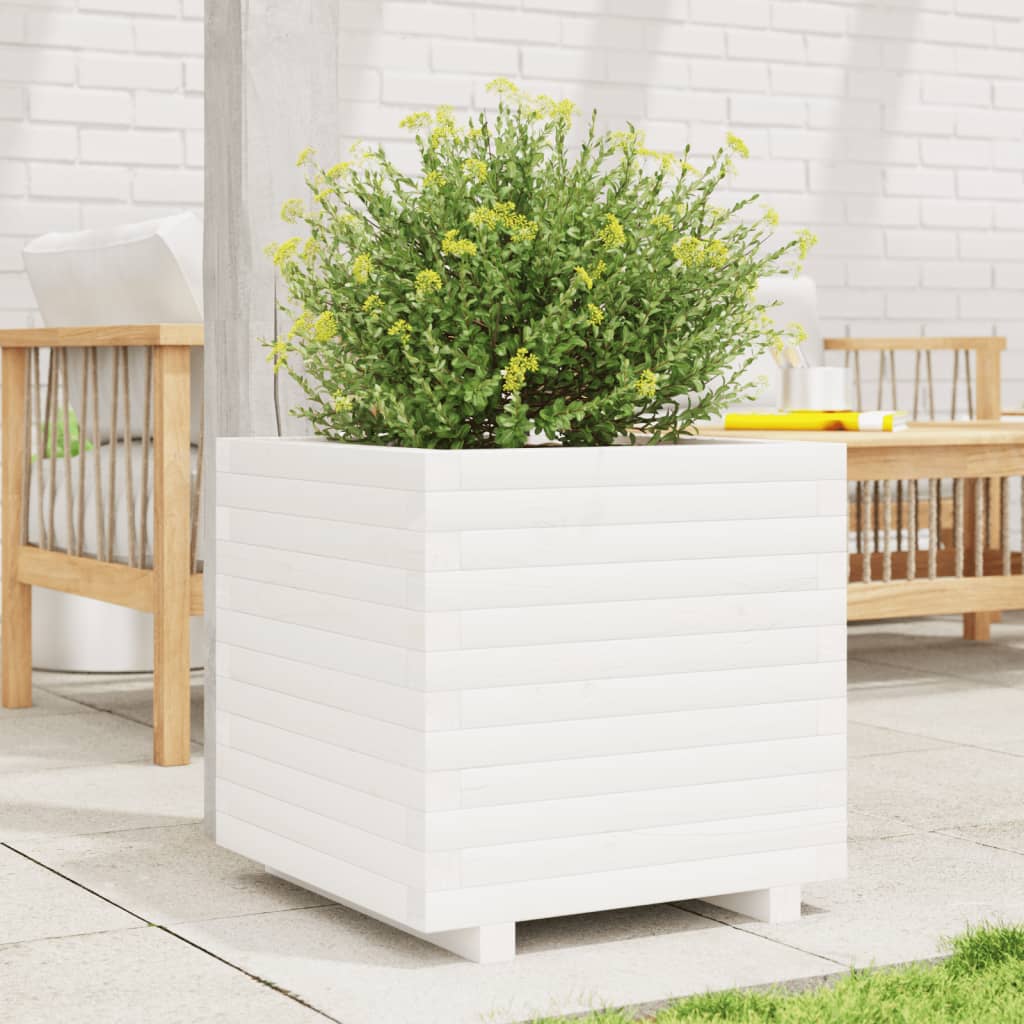 plantekasse 50x50x49,5 cm massivt fyrretræ hvid