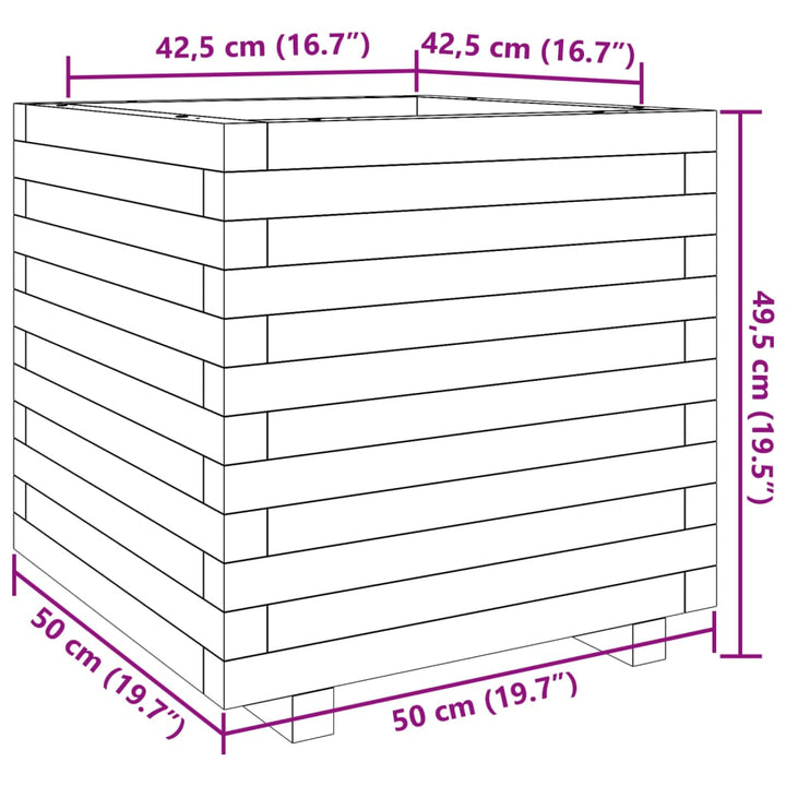 plantekasse 50x50x49,5 cm massivt fyrretræ hvid