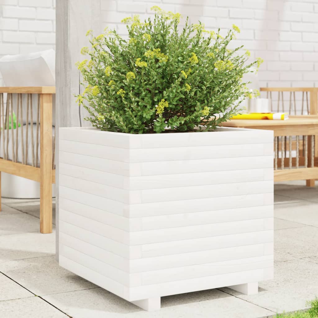 plantekasse 50x50x49,5 cm massivt fyrretræ hvid