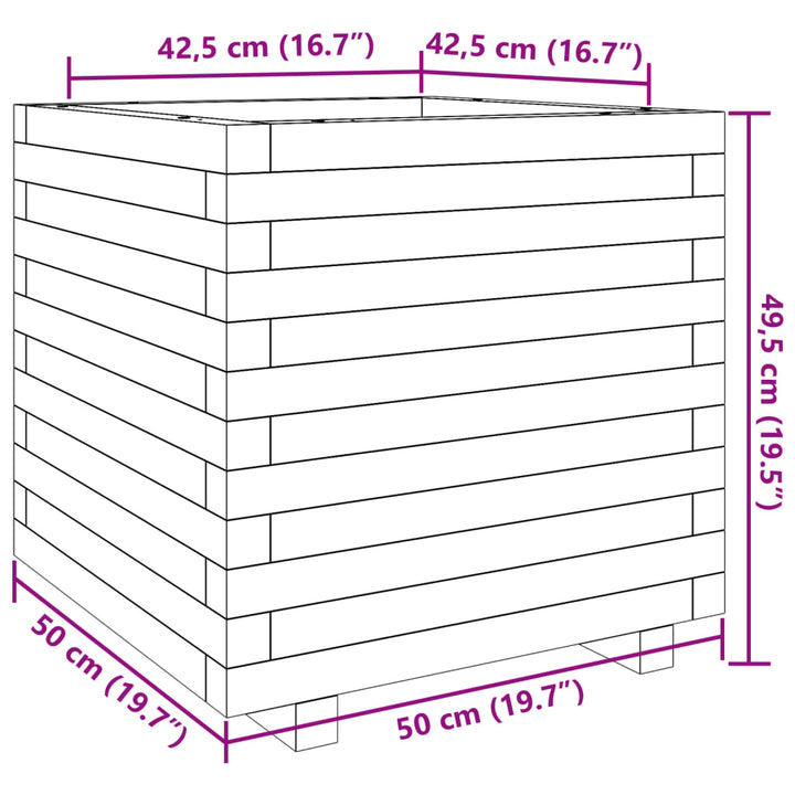plantekasse 50x50x49,5 cm massivt fyrretræ gyldenbrun