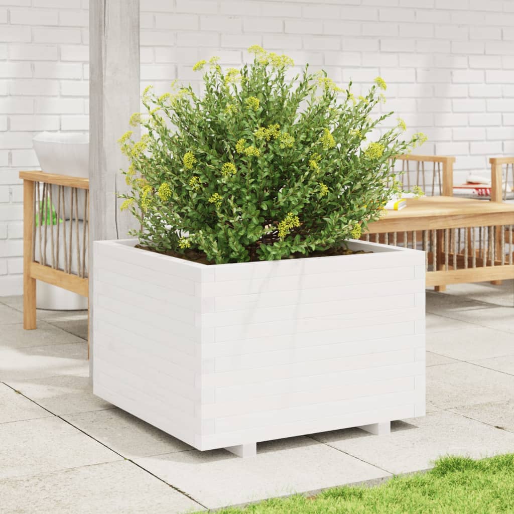 plantekasse 70x70x49,5 cm massivt fyrretræ hvid