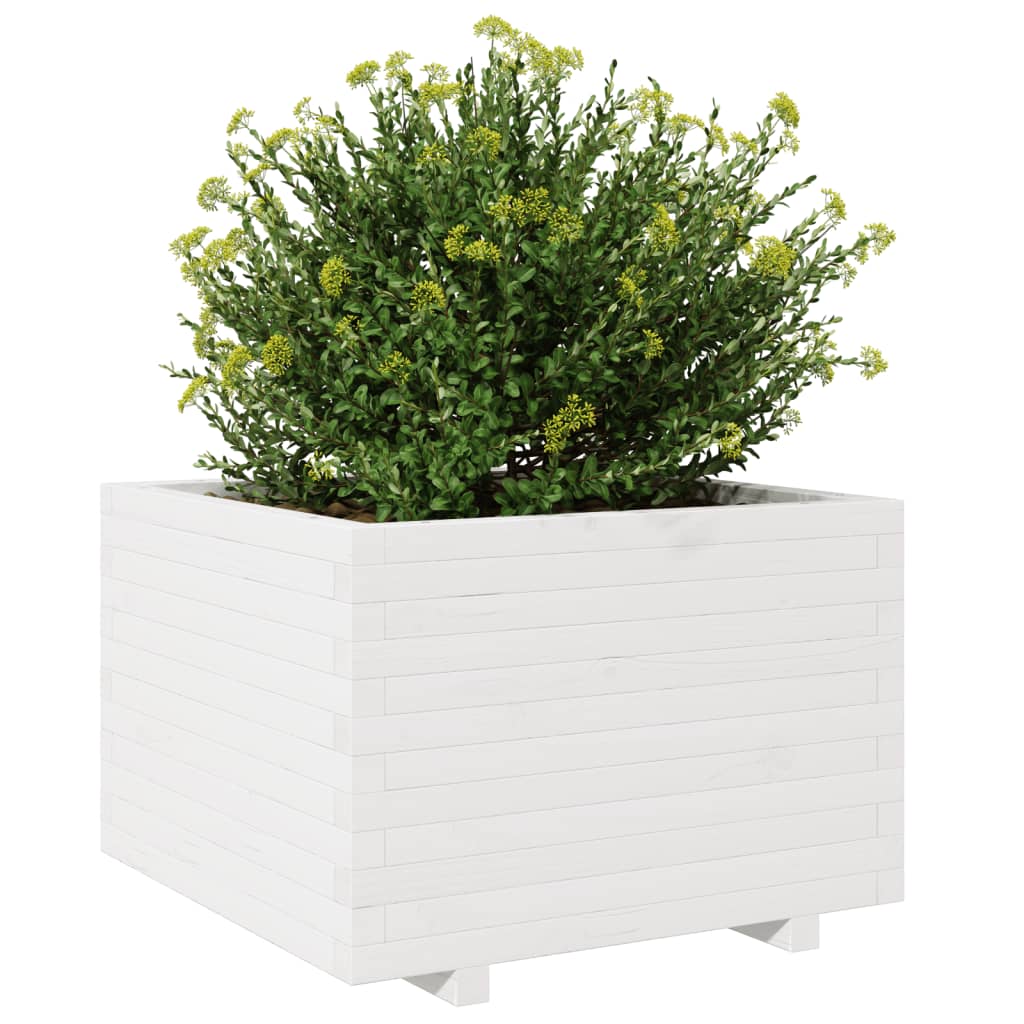 plantekasse 70x70x49,5 cm massivt fyrretræ hvid