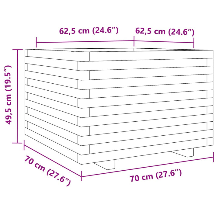 plantekasse 70x70x49,5 cm massivt fyrretræ hvid