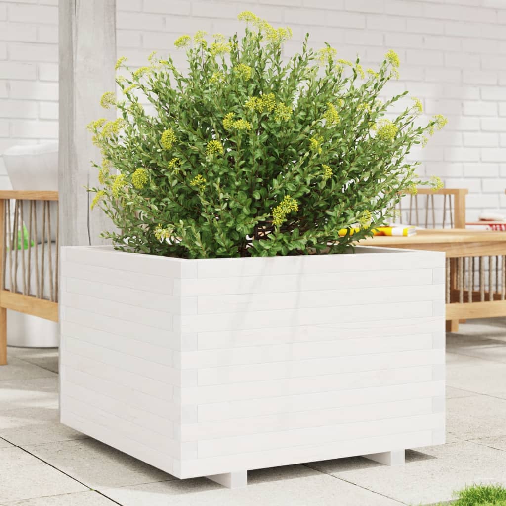 plantekasse 70x70x49,5 cm massivt fyrretræ hvid