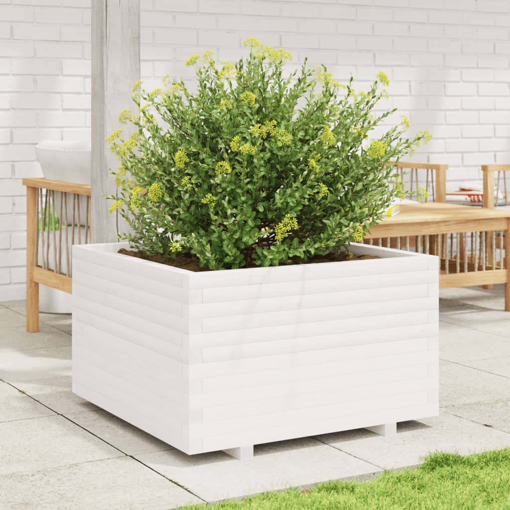 plantekasse 80x80x49,5 cm massivt fyrretræ hvid