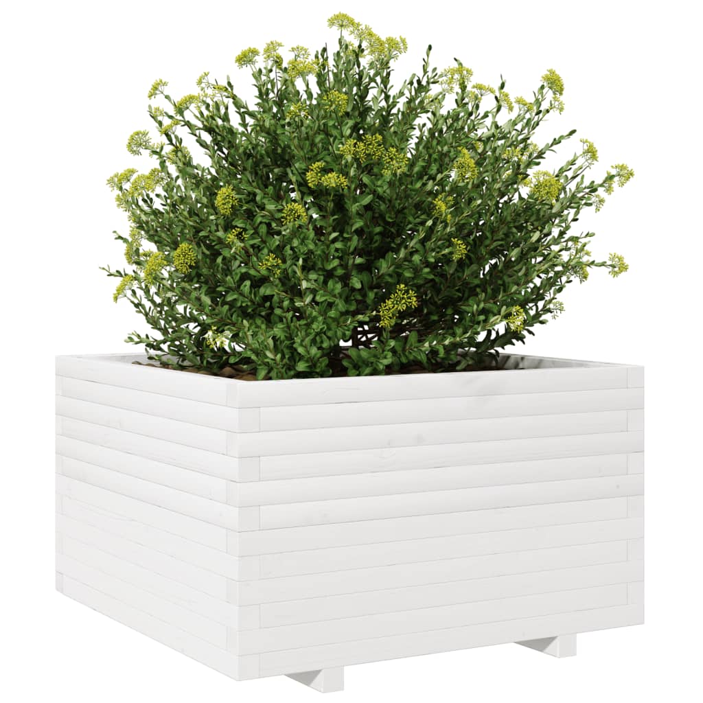 plantekasse 80x80x49,5 cm massivt fyrretræ hvid