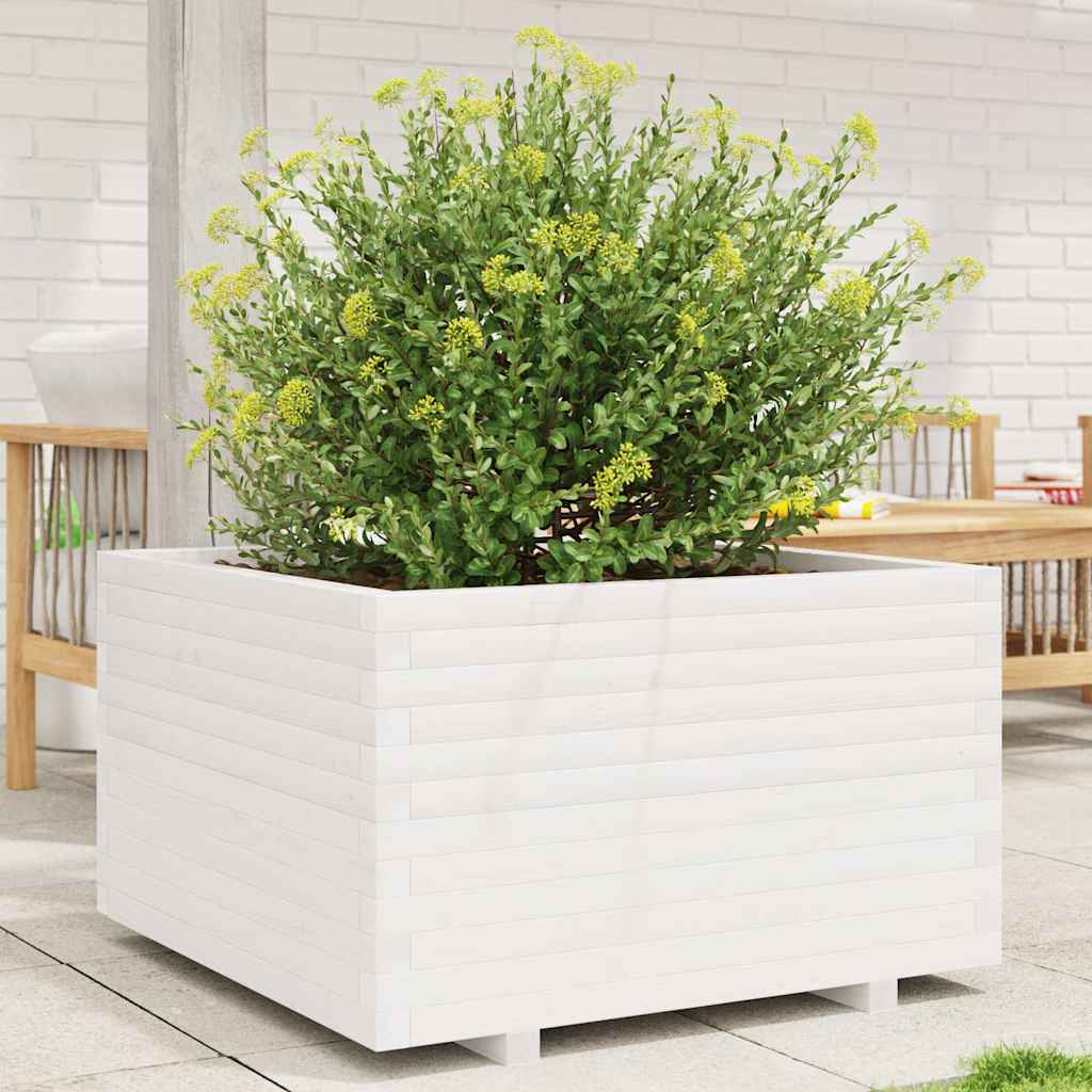 plantekasse 80x80x49,5 cm massivt fyrretræ hvid