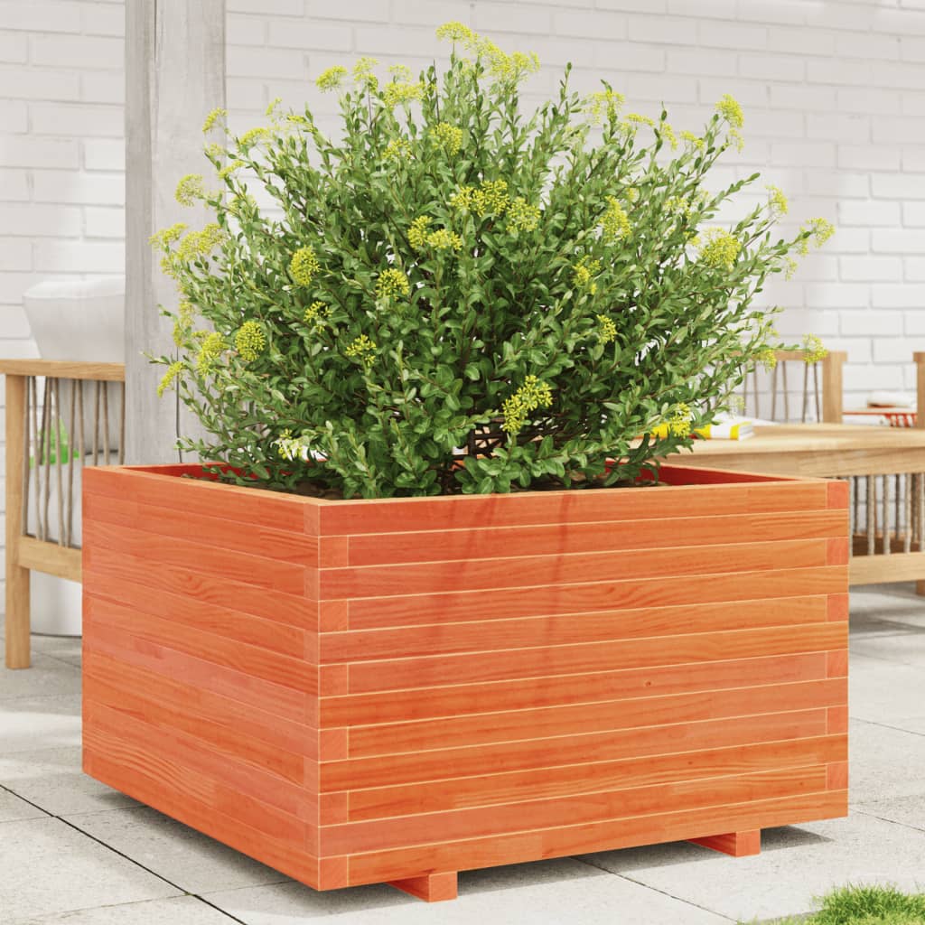 plantekasse 80x80x49,5 cm massivt fyrretræ gyldenbrun