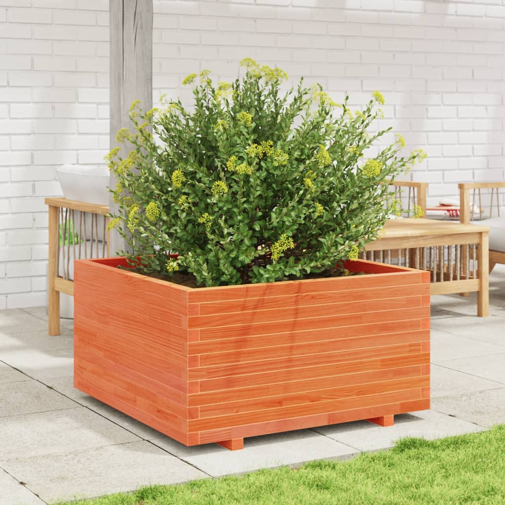 plantekasse 90x90x49,5 cm massivt fyrretræ gyldenbrun