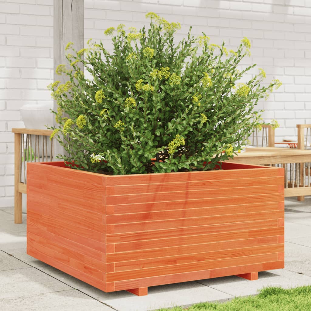 plantekasse 90x90x49,5 cm massivt fyrretræ gyldenbrun