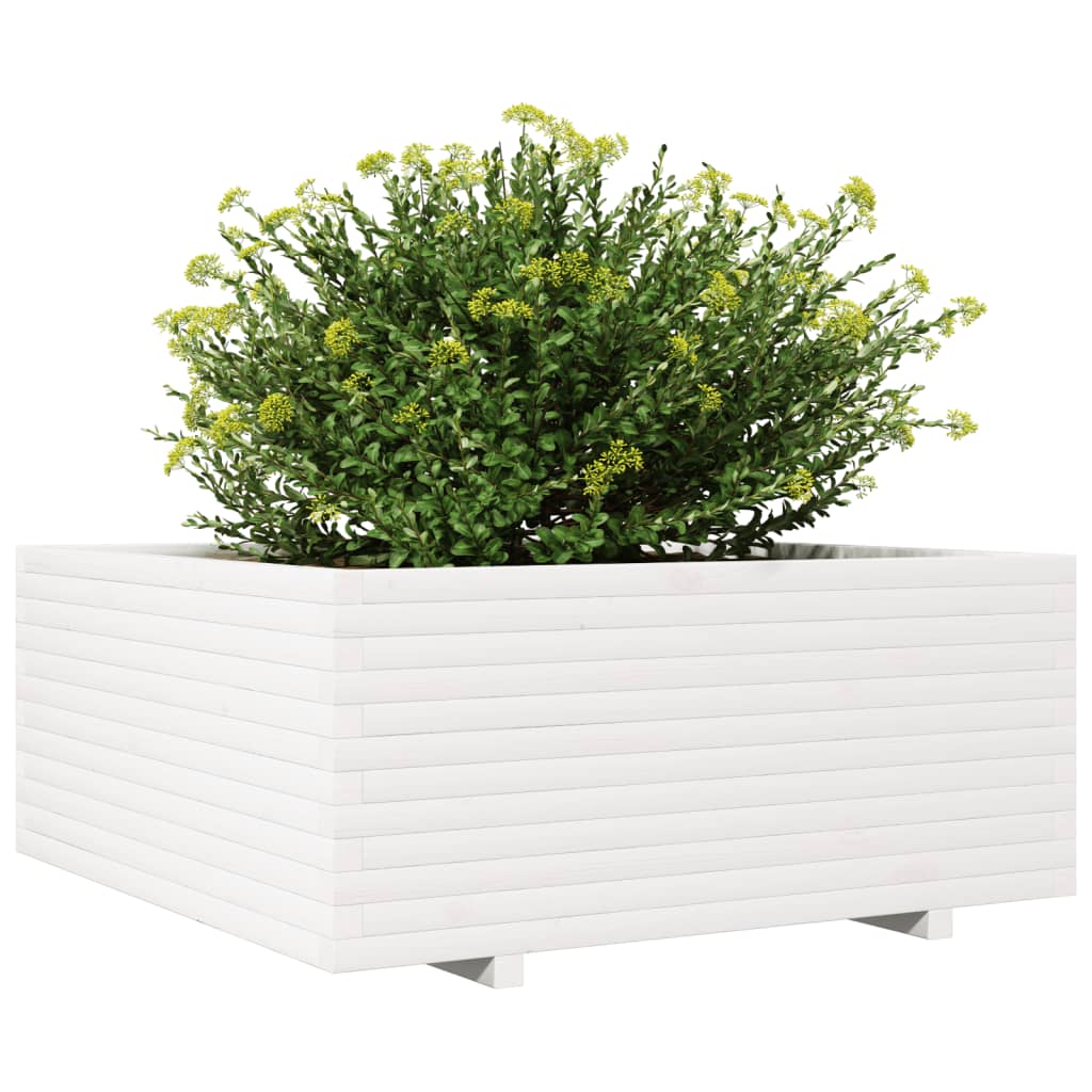 plantekasse 110x110x49,5 cm massivt fyrretræ hvid