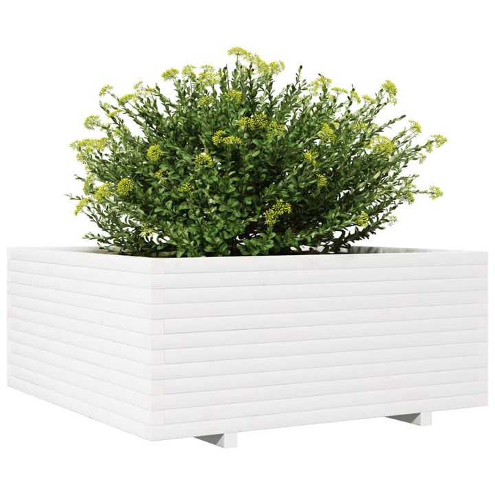 plantekasse 110x110x49,5 cm massivt fyrretræ hvid