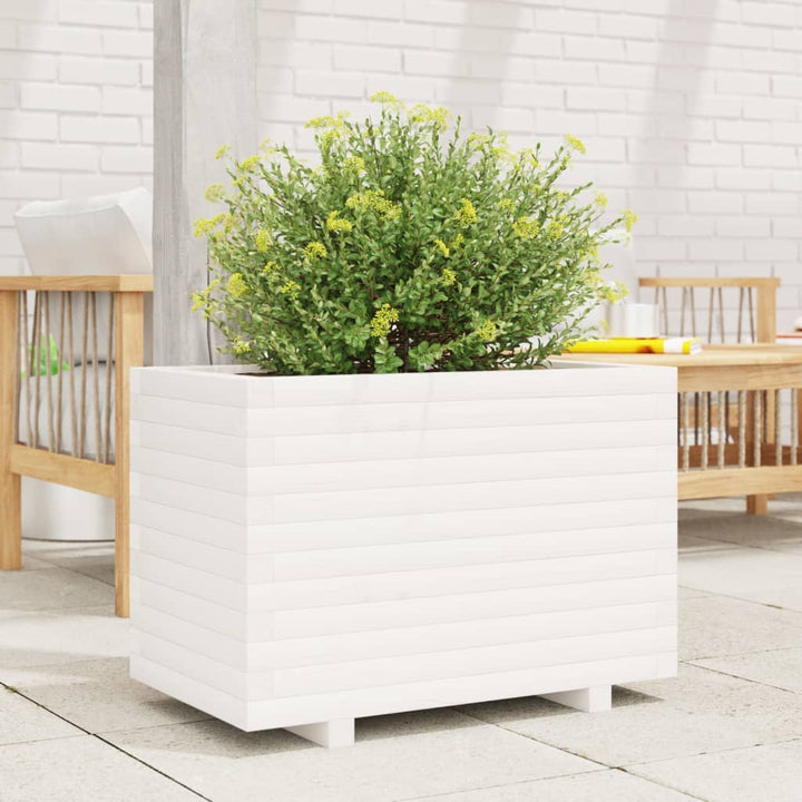 plantekasse 70x40x49,5 cm massivt fyrretræ hvid