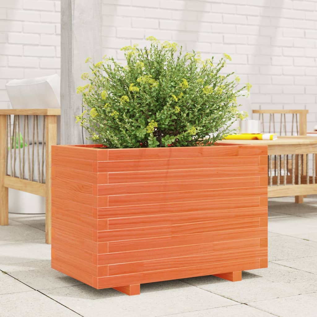 plantekasse 70x40x49,5 cm massivt fyrretræ gyldenbrun