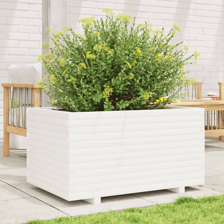 plantekasse 90x60x49,5 cm massivt fyrretræ hvid