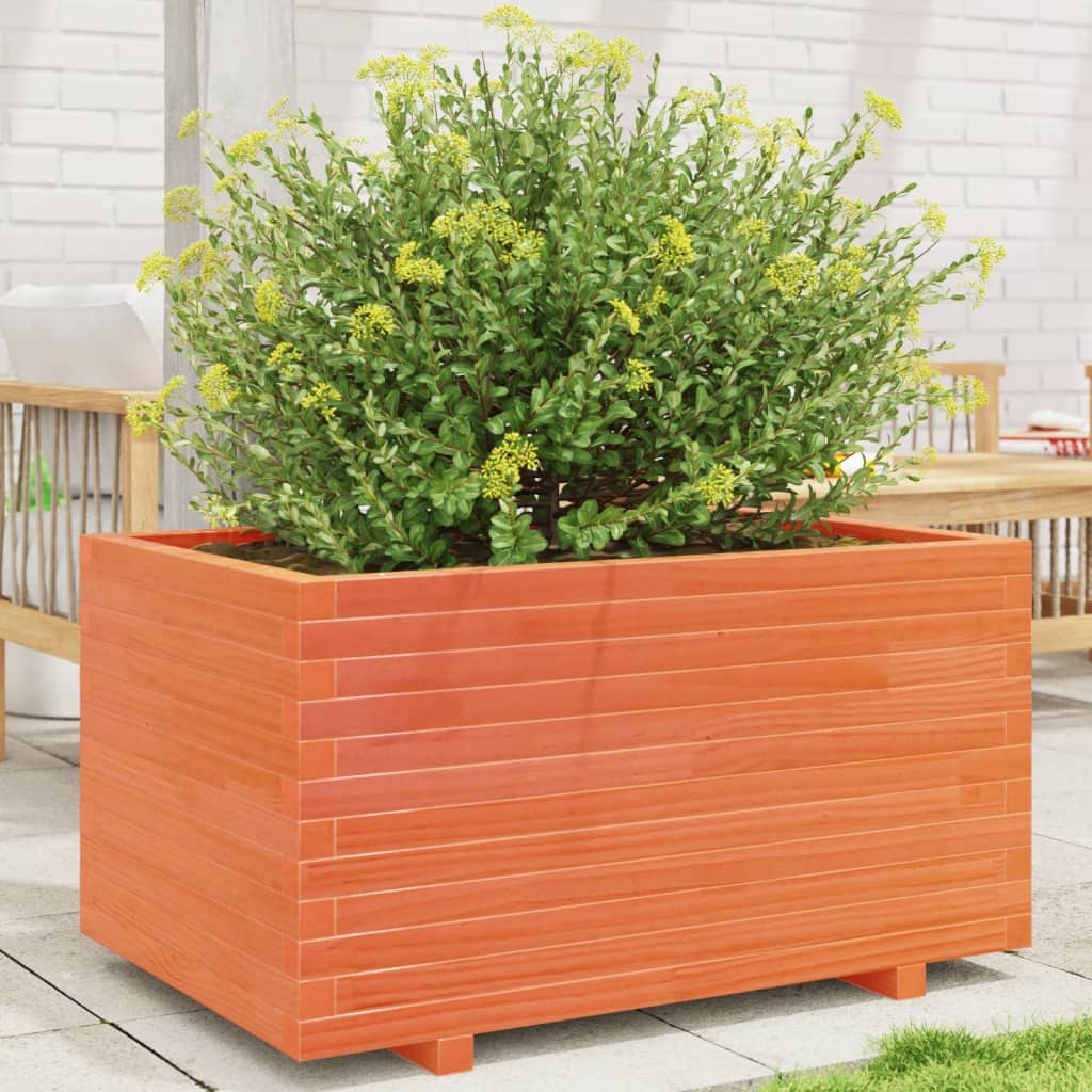 plantekasse 90x60x49,5 cm massivt fyrretræ gyldenbrun