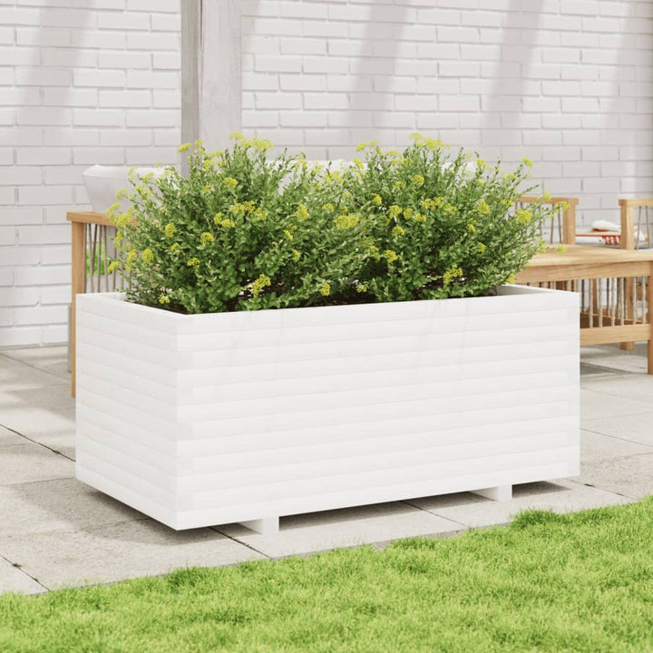 plantekasse 110x60x49,5 cm massivt fyrretræ hvid