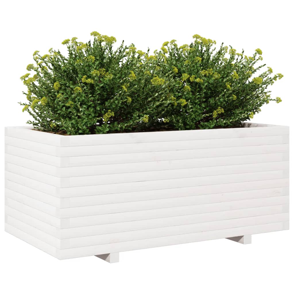 plantekasse 110x60x49,5 cm massivt fyrretræ hvid