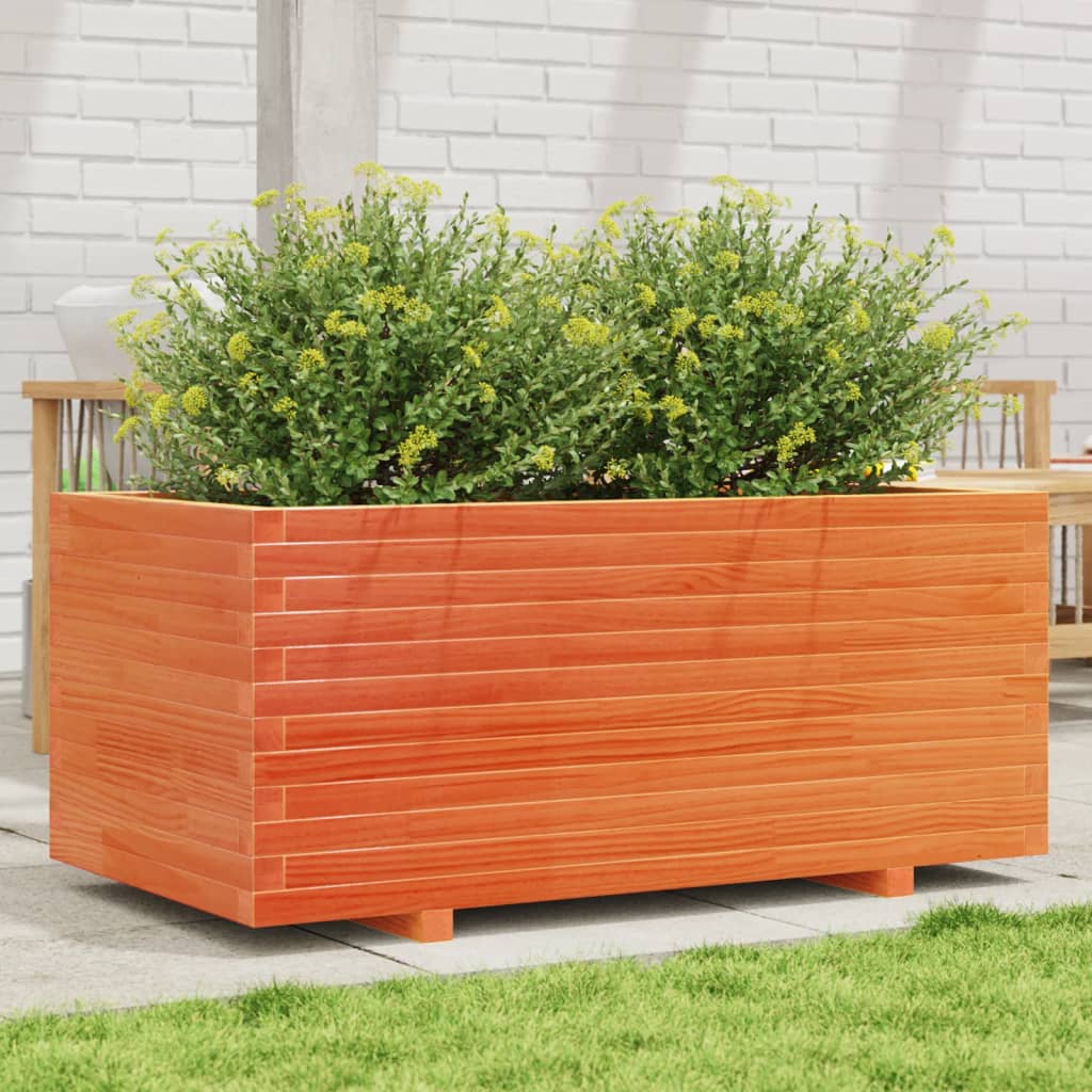 plantekasse 110x60x49,5 cm massivt fyrretræ gyldenbrun