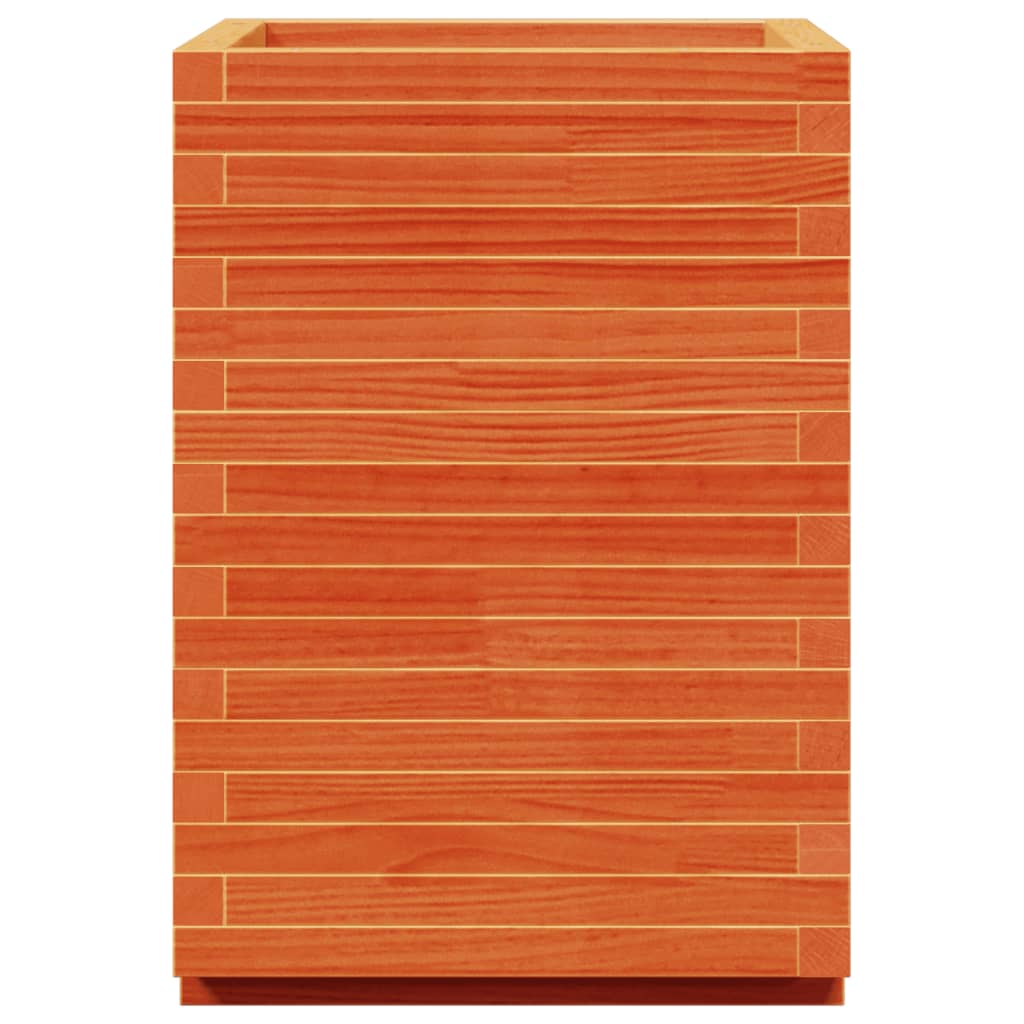 plantekasse 50x50x72,5 cm massivt fyrretræ gyldenbrun