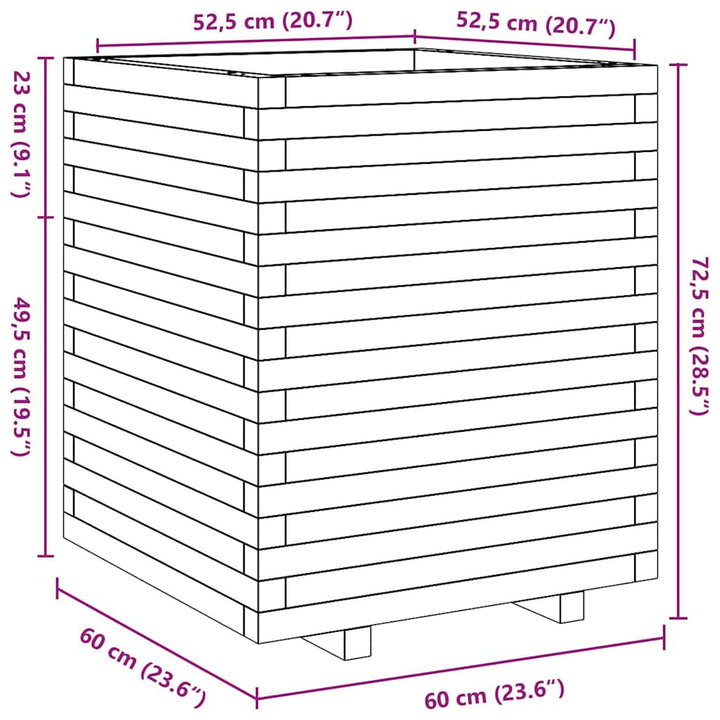 plantekasse 60x60x72,5 cm massivt fyrretræ hvid