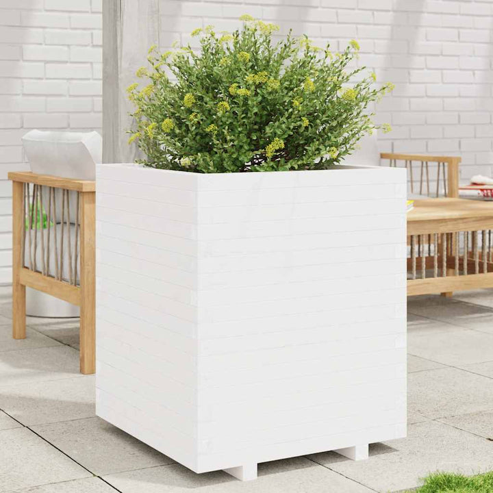 plantekasse 60x60x72,5 cm massivt fyrretræ hvid