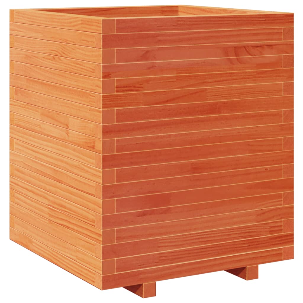plantekasse 60x60x72,5 cm massivt fyrretræ gyldenbrun