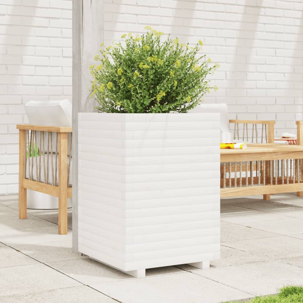 plantekasse 50x50x72 cm massivt fyrretræ hvid