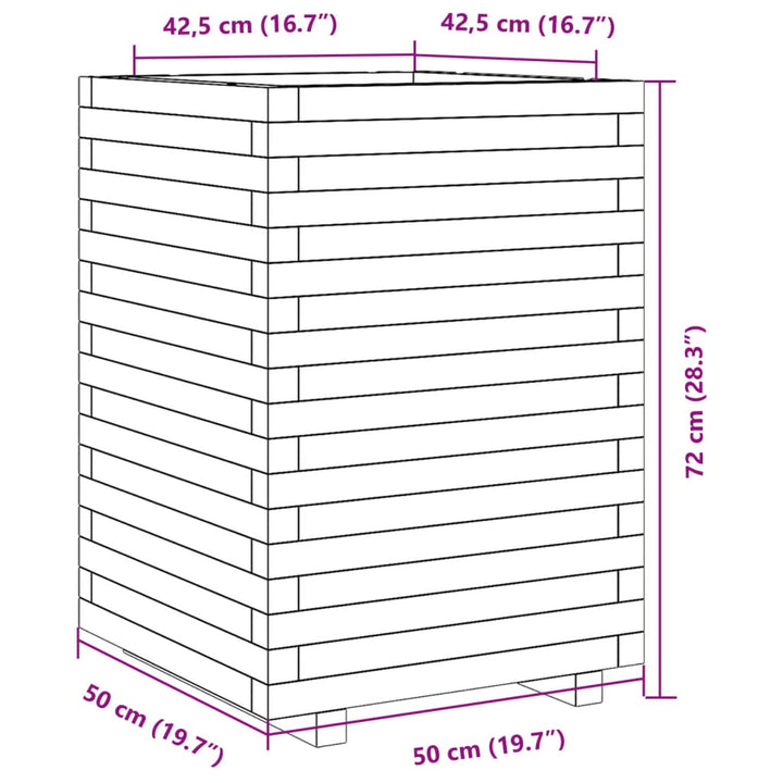 plantekasse 50x50x72 cm massivt fyrretræ hvid