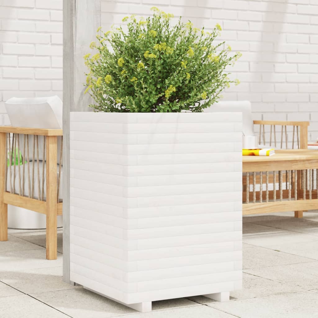 plantekasse 50x50x72 cm massivt fyrretræ hvid