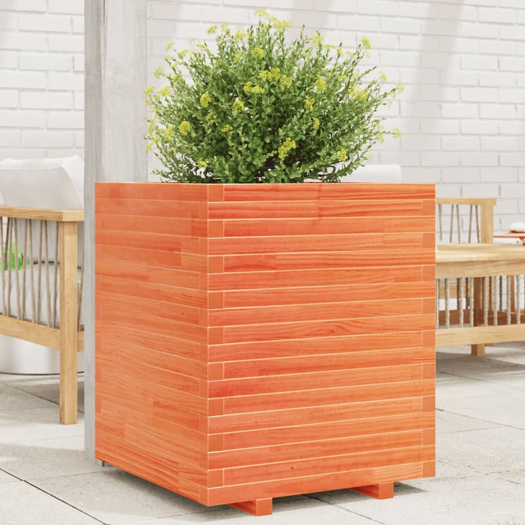 plantekasse 60x60x72 cm massivt fyrretræ gyldenbrun