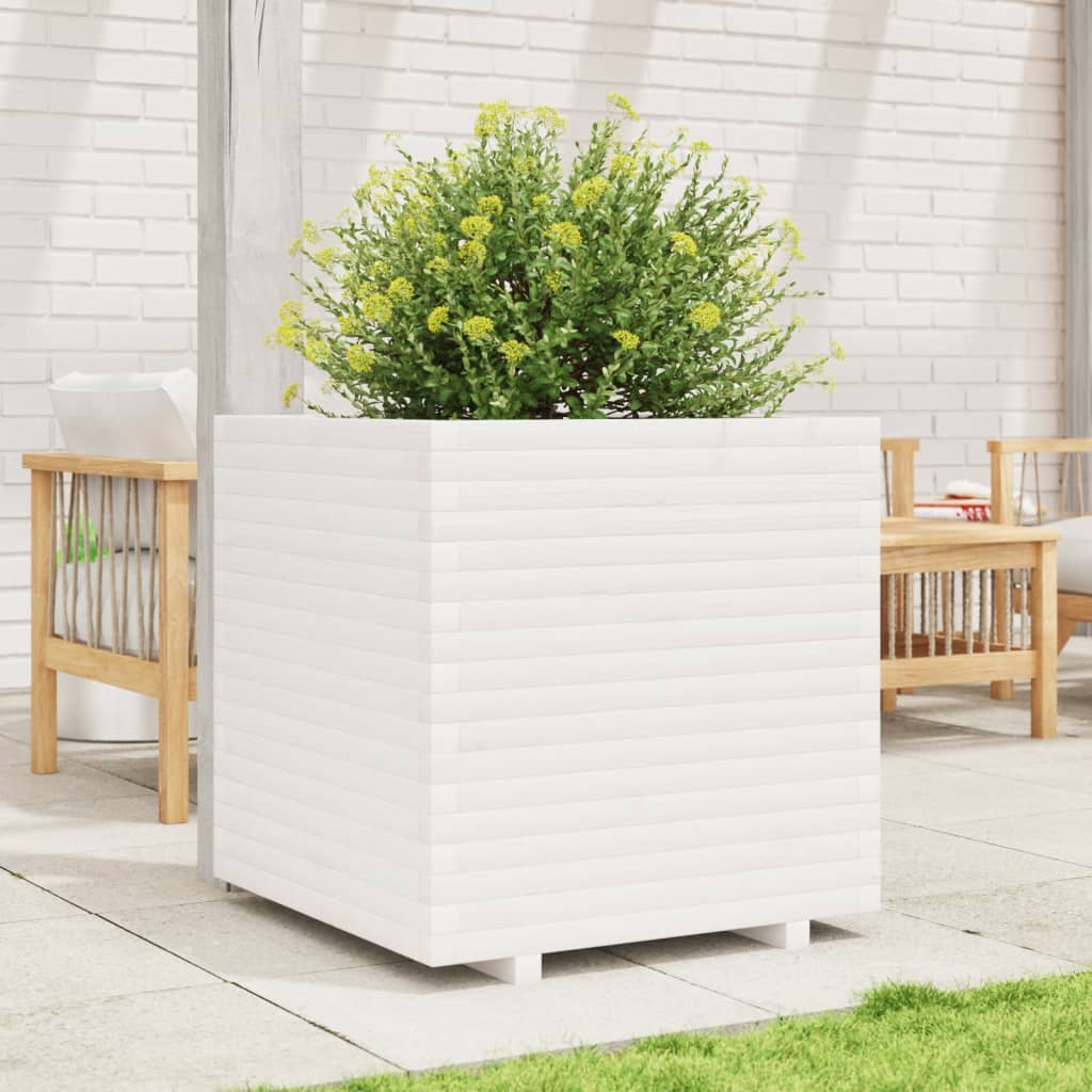 plantekasse 70x70x72 cm massivt fyrretræ hvid