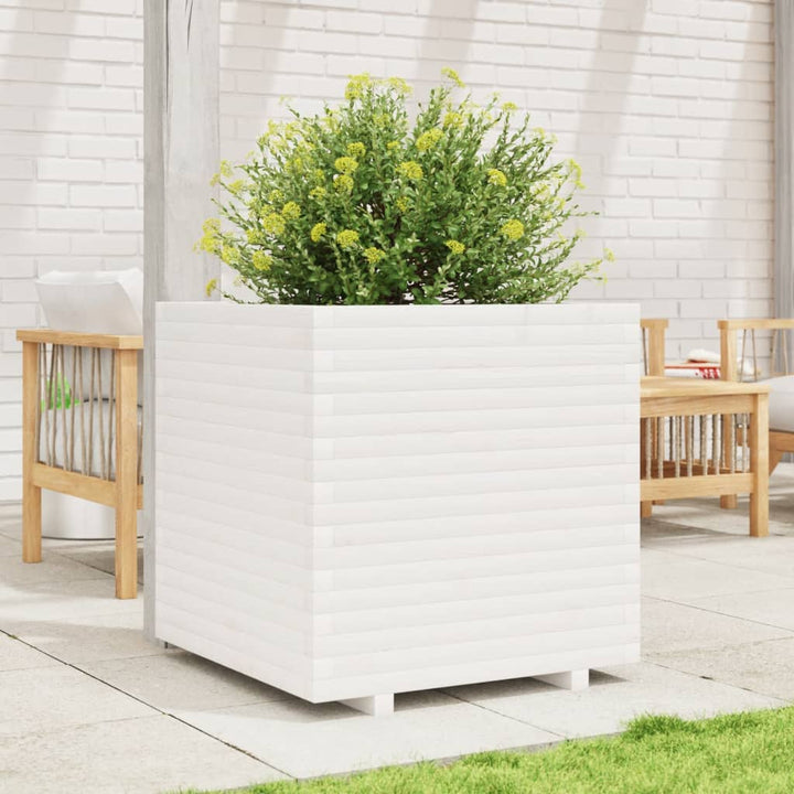 plantekasse 70x70x72 cm massivt fyrretræ hvid