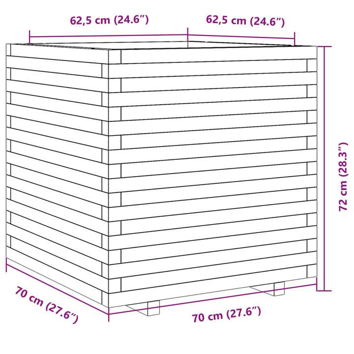 plantekasse 70x70x72 cm massivt fyrretræ hvid