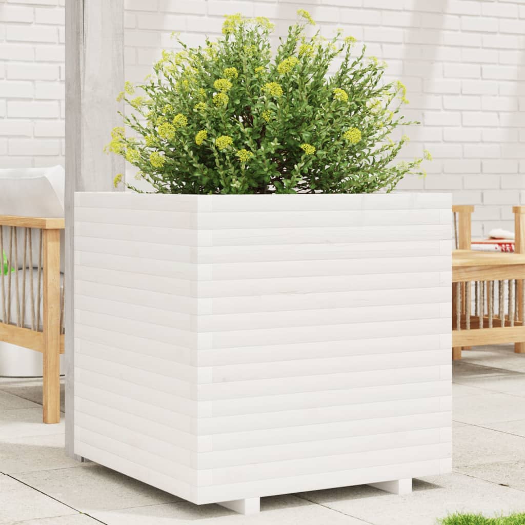 plantekasse 70x70x72 cm massivt fyrretræ hvid
