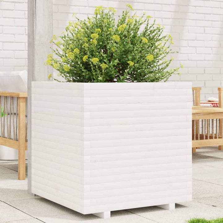 plantekasse 70x70x72 cm massivt fyrretræ hvid
