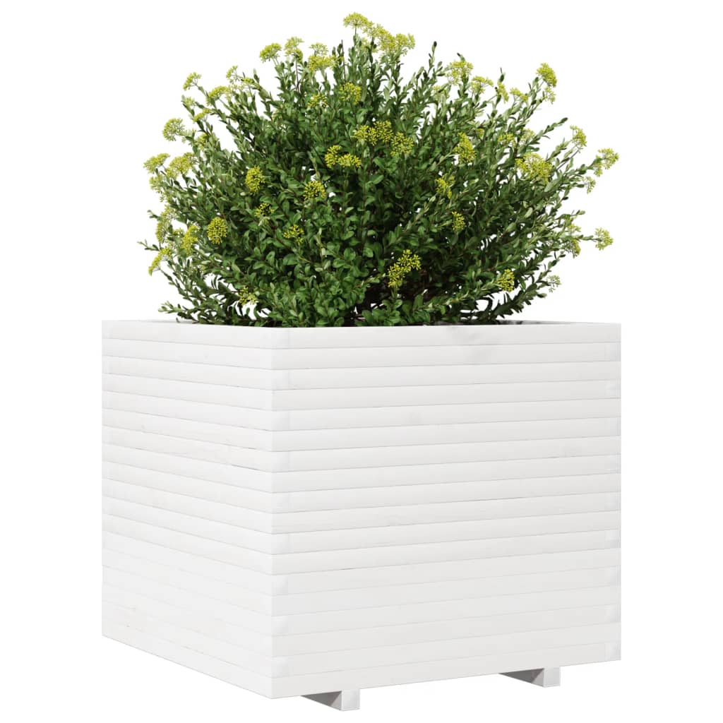 plantekasse 80x80x72 cm massivt fyrretræ hvid