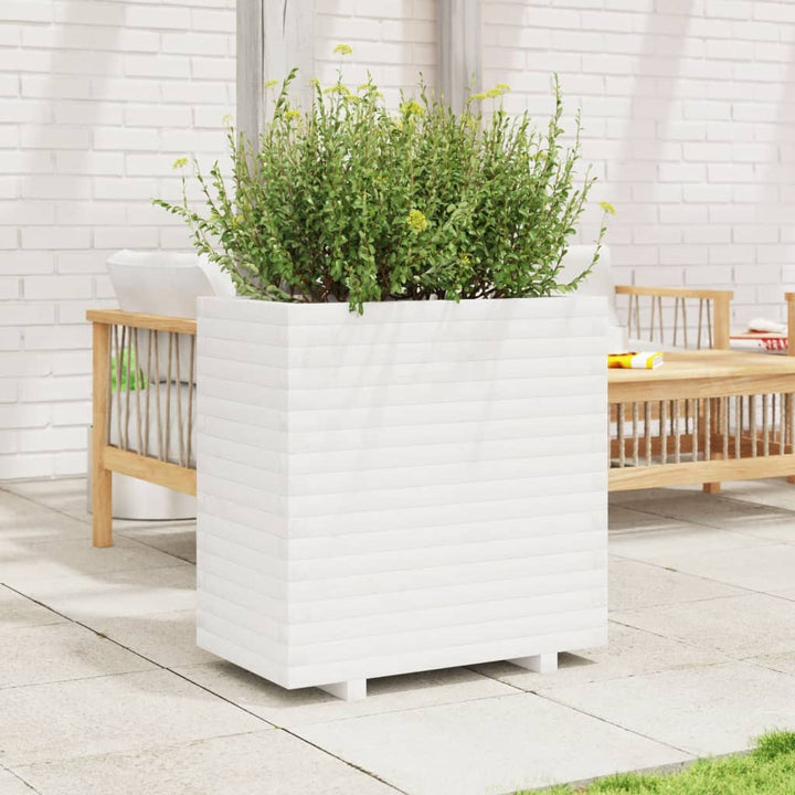 plantekasse 70x40x72 cm massivt fyrretræ hvid