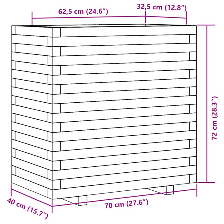 plantekasse 70x40x72 cm massivt fyrretræ hvid
