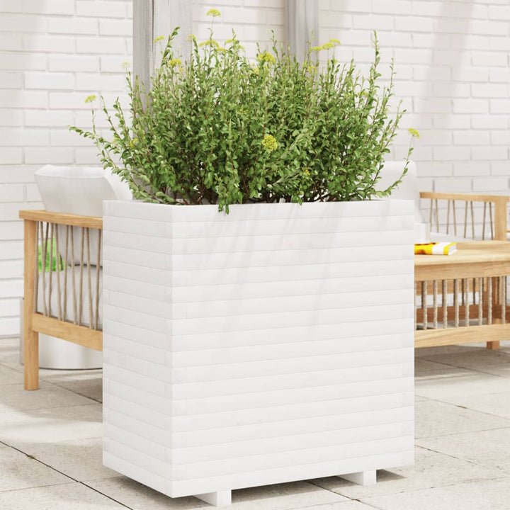 plantekasse 70x40x72 cm massivt fyrretræ hvid