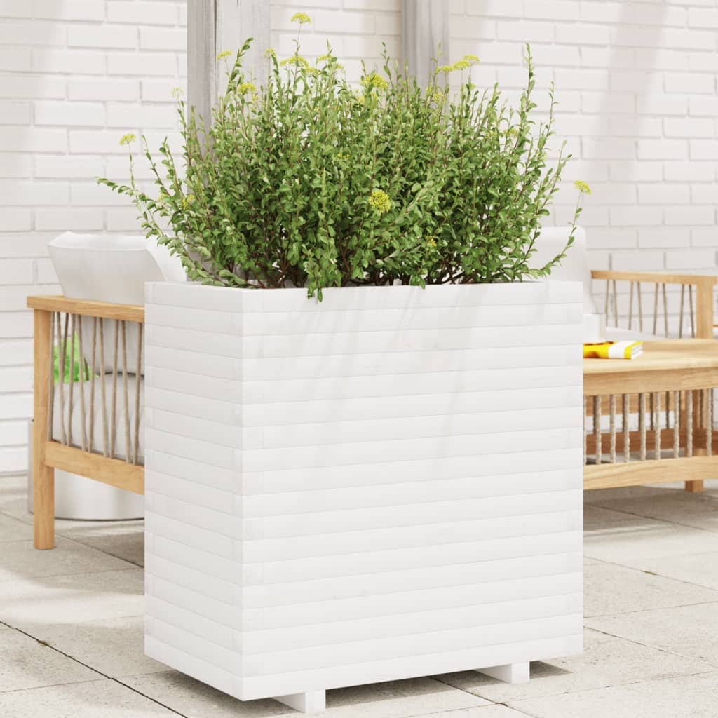 plantekasse 70x40x72 cm massivt fyrretræ hvid