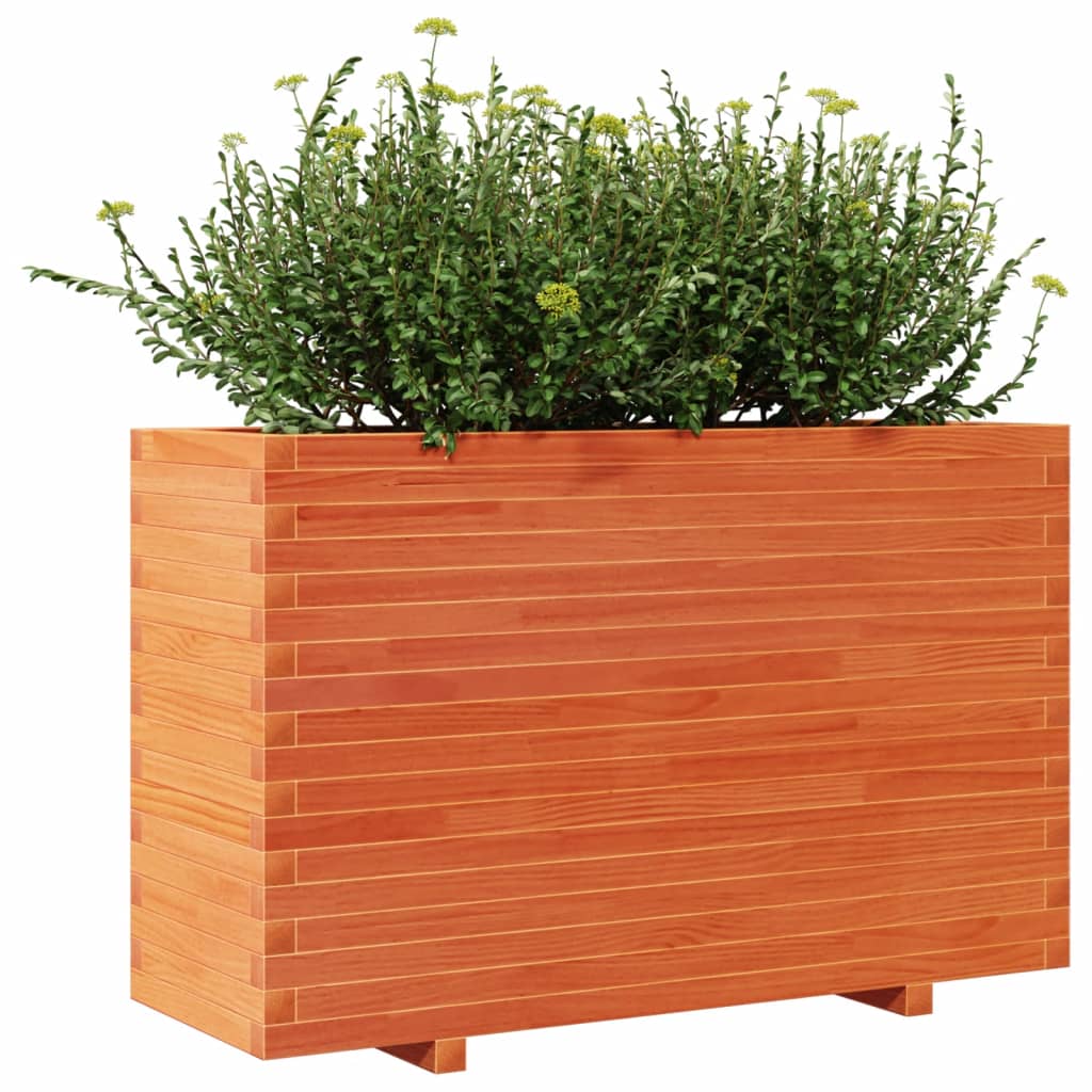 plantekasse 110x40x72 cm massivt fyrretræ gyldenbrun