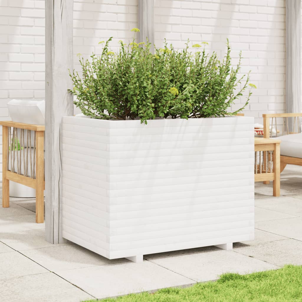 plantekasse 90x60x72 cm massivt fyrretræ hvid