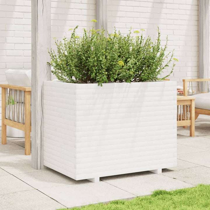 plantekasse 90x60x72 cm massivt fyrretræ hvid