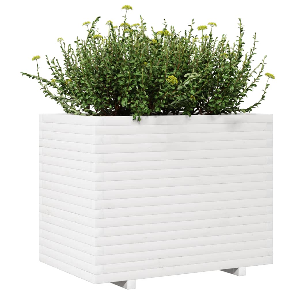 plantekasse 90x60x72 cm massivt fyrretræ hvid