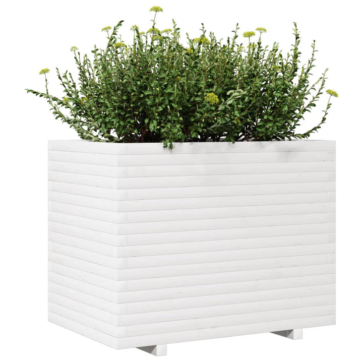 plantekasse 90x60x72 cm massivt fyrretræ hvid