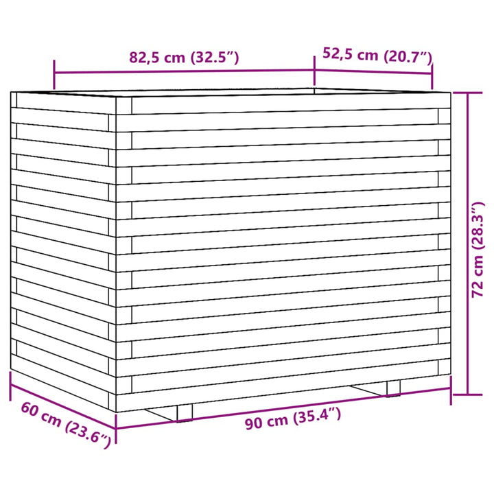 plantekasse 90x60x72 cm imprægneret fyrretræ
