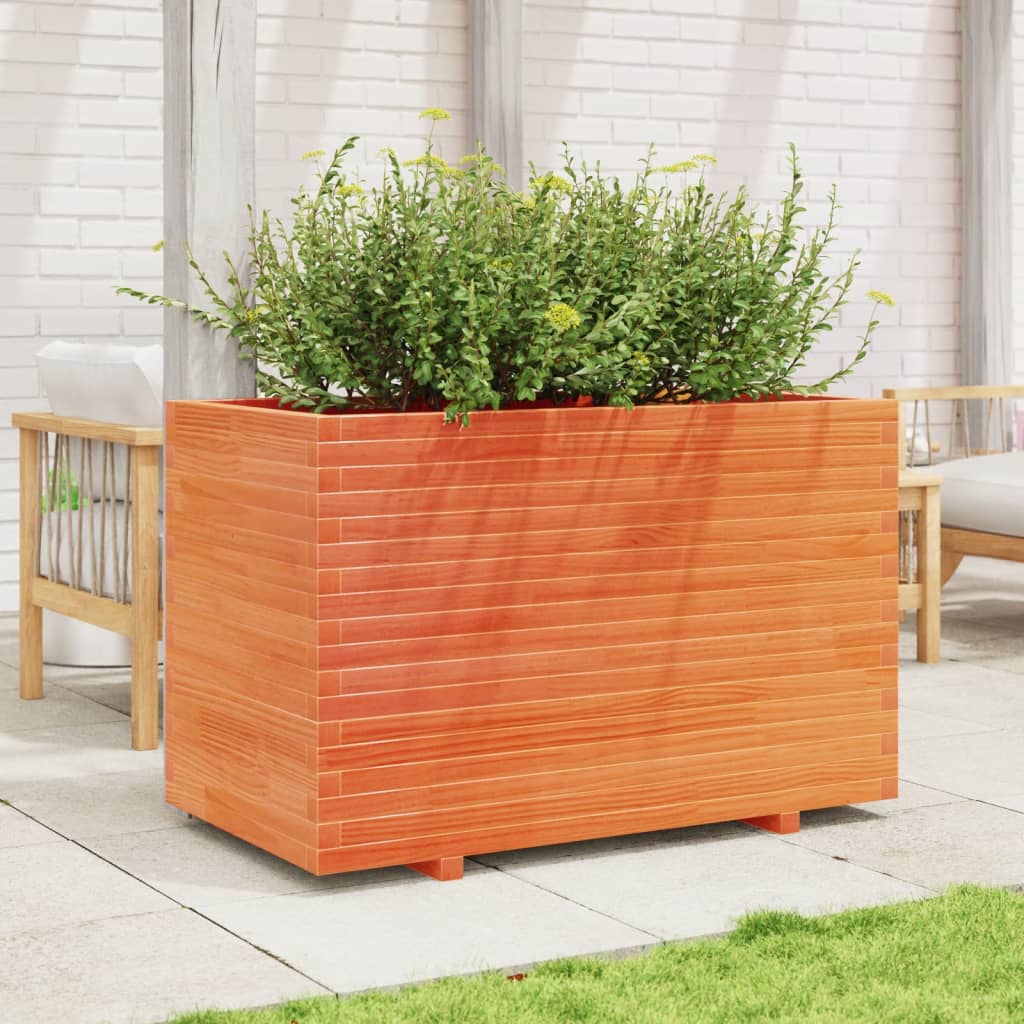 plantekasse 110x60x72 cm massivt fyrretræ gyldenbrun